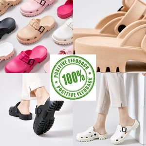 Clásico zueco hebilla diseñador diapositivas sandalias plataforma tacones zapatillas para hombre para mujer blanco negro caqui rosa rosa zapatos impermeables hospital de enfermería al aire libre 36-41