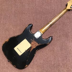 Guitare électrique classique Custom Shop Heavy Relic Eric Clapton Signature, guitare Relic noire personnalisée vieillie 00