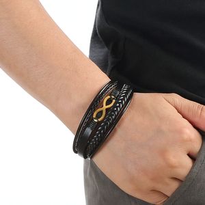 Design classique multicouches en cuir 8 bracelets à breloques fermoir magnétique bracelets bijoux pour la vente en gros