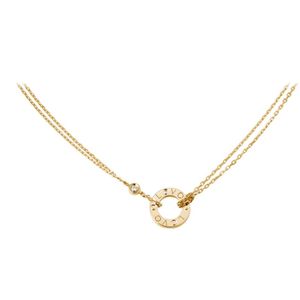 Diseño clásico Dos diamantes Amor Joyas Collares para mujer Chica Diapositiva Colgante Collar Collares Collier Femme 316L Titanio Acero Marca Joyería