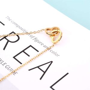Collar de diseño clásico moda de acero inoxidable simple collar cruzado de oro de 18k damas grabado para el día de San Valentín regalo de San Valentín
