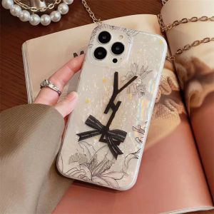 Cas de téléphone de concepteur classique Femmes Mode Bowknot Flower Cases Lettres de luxe Imprimé Phonecase pour iPhone 14 Pro Max 13 12 11 -3