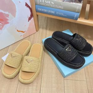 Sandalias de diseñador clásicas diseñador famoso mujeres crochet plataforma plana diapositivas sandalia tacones de plataforma deslizador deslizadores de punto grueso sandalias chanclas de verano zapatillas zapatos