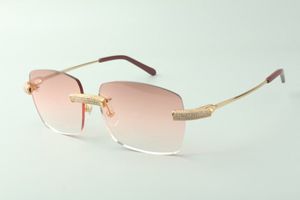 Gafas de sol clásicas de diseñador 3524025, patillas de alambre de metal con micropavé de diamantes, tamaño: 18-140 mm