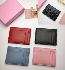wholesale porte-cartes femmes designer Lady lambksin mini portefeuille en cuir souple noir rouge rose portefeuilles de cartes de crédit
