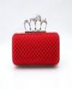 Classic DesignerType4 Red Ladies Skull Clutch Flitch Fichet Rings Four Fingers Handbag Purse Mariding Sac de mariage 03918B7914838