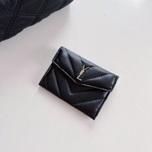 Bolso de tarjeta bordado clásico para mujer, billetera pequeña en forma de V con forma de V y múltiples tarjetas de gran capacidad para hombre con etiqueta portátil