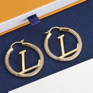 Classique Mode Boucle D'oreille De Luxe Designer Bijoux Diamant Boucle D'oreille Pour Les Femmes Cerceau Oreille Anneaux Or Lettre Oreille Anneau Bijoux Ornements