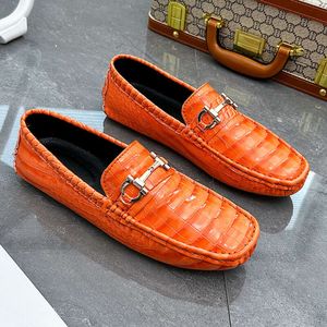 Mocassins décontractés Orange à la mode classique taille 38-48 respirant paillettes en cuir Hommes chaussures de conduite à enfiler Mocassins Hommes