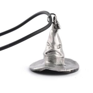 Classique poudlard école magique chapeau en métal chapeau pendentif colliers chaîne en cuir pour vous apporter une expérience magique puissance Jewelry268b