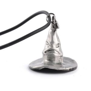 Classique poudlard école magique chapeau en métal chapeau pendentif colliers chaîne en cuir pour vous apporter une expérience magique puissance Jewelry269K