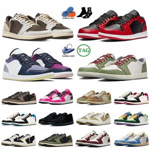 Classique Low 1s Hommes Noir Phantom Mocha 1 Chaussures de basket-ball Femmes Formateurs Jumpman1s Olive Année du Dragon Cement Ts x Fragment Baskets de jogging en plein air