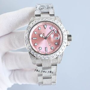 Montre classique pour hommes 42mm cadran rose montres en diamant bracelet en métal original montre-bracelet mécanique décontractée mode horloge d'affaires Montre De Luxe