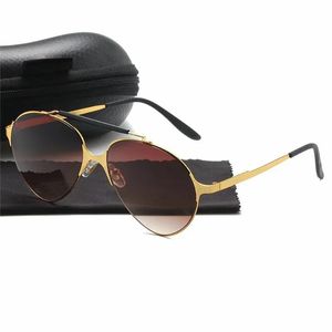 Diseñador de estilo clásico de metal 124 gafas de sol para hombres y mujeres con cristal decorativo Glasses neutros Trxujhx