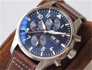 Classique Nouveaux Hommes Mouvement À Quartz Complet Pilotts Montre Boîtier En Acier Inoxydable En Cuir Marron Cadran Bleu Sport 42mm Montres En Gros Montres-Bracelets Montre De Luxe