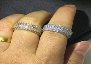 Classic Promise Ring White Gold rempli Diamond CZ Stone Engagement Band de mariage Bands pour femmes Bijoux de fête pour hommes Gift4633146