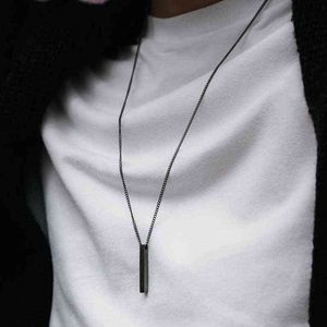 Classic Rectangle Necklace Men Stainless Steel Black Color Cuban Chain for Men Jewelry Gift