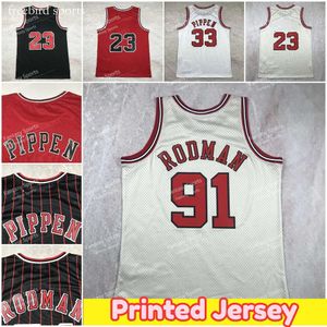 Jerseys de basket-ball à imprimé rétro classiques 23 Michael 45 Red 91 Dennis Rodman 33 Scottie Pippen Mens Version imprimée Jersey Pressing non cousu
