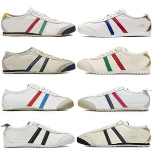 Zapatos para correr clásicos Tiger 66s Zapatos para correr de cuero para hombre para mujer Abedul Verde Blanco Azul Crema Gris oscuro Blanco Negro Zapato deportivo Diseñador Hombres Zapatillas con cordones