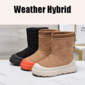 Botas de nieve híbridas de clima corto clásico para mujer, gamuza, punta redonda, manga de longitud media, marrón, beige, mulas, mujer para hombre, comodidad superior, Otoño Invierno, mantener el calor, botines de calidad superior