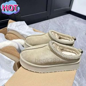 Clásico Súper Diseñador Mini Botas Botas De Nieve Plataforma Mujer Piel Piel De Oveja Castaño De Tasmania Arena Mostaza Semilla Beige