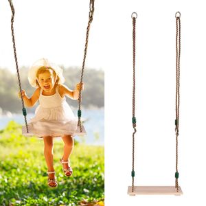 Siège de balançoire en bois classique avec une forte corde swing hauteur-ajustement swing suspendu pour les enfants en plein air pour enfants 240409