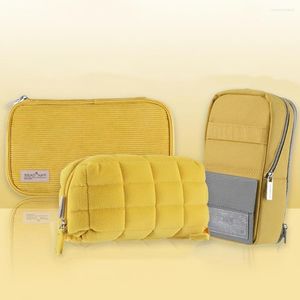 Classic Yellow Series Pen Pencil Bag MAG Standing Pan Case Bolsa de almacenamiento para papelería Escuela F7447