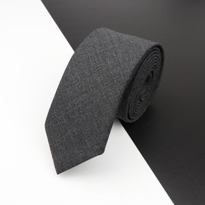 Cravate slim 100% laine pour hommes, couleur classique, noir, gris, pour réunion d'affaires, accessoires de chemise et de robe à la mode