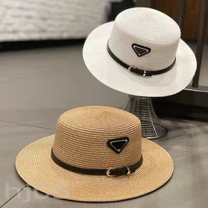 Sombrero de paja de diseñador clásico gorra de verano para mujer con mini cinturón extraíble cappello accesorios distintivos para mujer sombreros de playa de lujo para mujer marrón blanco PJ066 B23