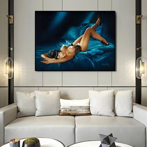 Pintura al óleo de arte de mujer desnuda Sexy clásica sobre lienzo carteles e impresiones cuadro de retrato de arte de pared para decoración para sala de estar sin marco