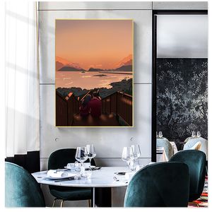 Café vintage classique à côté de la fenêtre Toile peinture décor mural morte nature avec vue de la fenêtre peinture affiche Impression d'image