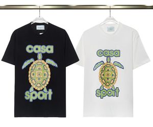 Camiseta clásica blanca y negra de diseño de casa, camiseta de verano de manga corta con tortuga verde casablanca para hombres y mujeres, camiseta para hombre, ropa