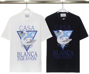 Classical White Casa Designer T-shirt Summer Summer Swan Swan Print Casablanca Women Men Tshirt Par Avion Tee Mens Vêtements