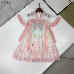 Classics Girls Partydress Hanfu Design Baby Jirt Taille 110-160 cm Kids Designer Vêtements Ice Silk Cotton Tissu Princess Robe 24Pril