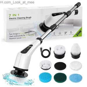 Cleaning Brushes 7 In 1 Electric Brush Window Wall Cleaner Turbo Scrub Rotating Scrubber Kitchen Bathroom Tools Q231219