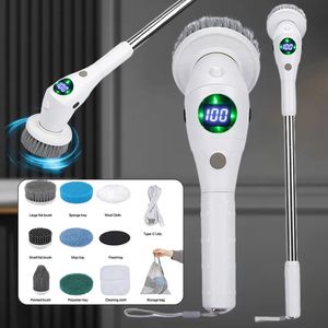 Cleaning Brushes 8 In 1 Electric Cleaner Brush Spin Scrubber Kitchen Bathroom Household Rechargeable Rotary For Home 231019