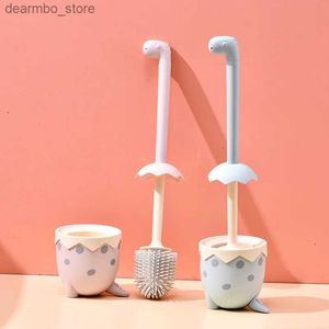 Broissures de nettoyage E Forme Silicone Brosse de toilette mignon Hauteur de salle de bain Nethorin Toouts WC Decor AP Cleaner Lon Handle Accessoires ménagers SETS L49