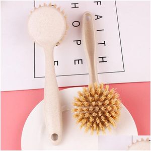 Brosses de nettoyage à long manche Pot Brosse Cuisine Pan Plat Bol Outils de lavage Portable Blé St Ménage Propre Drop Livraison Accueil Gard Dhxgr