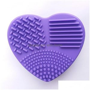 Cepillos de limpieza Sile Makeup Brush Cleaner Colorf Brushes Wash Eggs Hearts Shape Washing Tool Conveniente y rápido 1 55Hr E2 Drop De Dhw7B