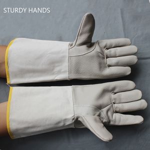 Cleaning Gloves One Pair Lengthen Fireproof Heat Resistant Cow Leather Welding Work Protective for Welders Against Scalding 230330