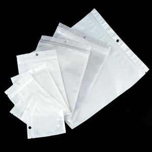 Bolsas de plástico de perlas transparentes y blancas, embalaje de polietileno OPP con cremallera, cierre con cremallera, paquetes al por menor, bolsa de PVC para estuche Pnjam