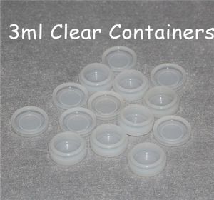 Boîtes transparentes Récipient en silicone pour concentré d'huile de 3 ml pour mini-extrait de bho antiadhésif Conteneurs de cire de silicone Dab Pots en caoutchouc DH1752619