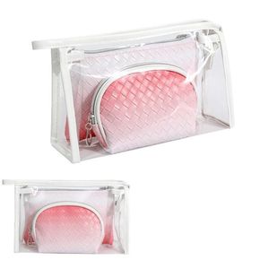 Bolsas de maquillaje cosméticas transparentes, bolsa de aseo impermeable grande, bolsa con cremallera, organizador de almacenamiento de viaje, 6 colores