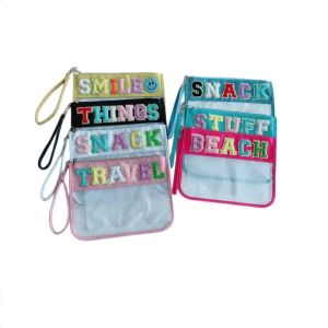 Effacer Broderie Chenille Lettre Maquillage Sac PVC Patch Stuff Étanche Sacs De Stockage Saint Valentin Cadeau En Gros