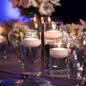 Bougeoir flottant en cylindre de verre transparent, grand verre, bougie chauffe-plat, bougeoirs votifs, centres de table pour table de mariage