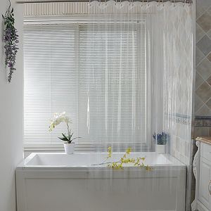 Clear Shower Curtain Waterproof White Plastic Bath Curtains Liner Transparent Bathroom Mildew Home with Hooks