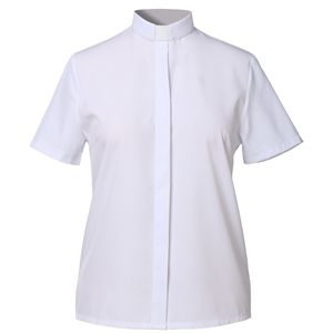 Clergé Chemise Femmes Prêtre Col Chemisier Tops Église Pasteur Blanc Noir Tab Col Uniforme