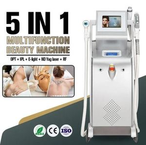 Uso clínico 5 EN 1 IPL LASER Depilación Nd Yag Laser 1064 RF Skin Tighten E-light Permanente OPT Rejuvenecimiento de la piel Acné pigmento arrugas vascular eliminar máquina de belleza