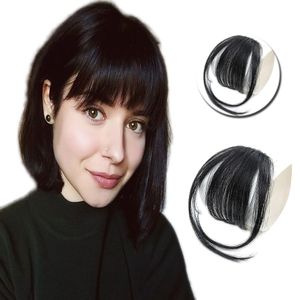 Clip en Aire Bangs Negro pelo humano clip de una pieza en la franja de las extensiones del pelo del color natural para las mujeres