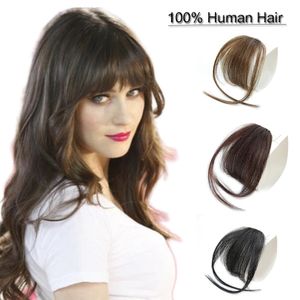 Clip en flequillo extensiones de cabello cabello humano flequillo de aire / postizos con flecos flequillo atado hecho a mano para mujeres